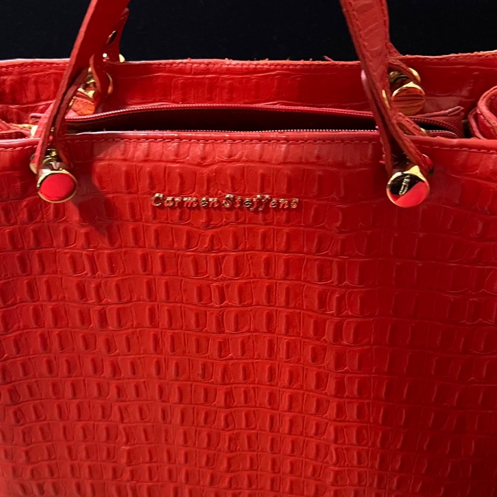 Carmen Steffems Red Leather Tote Bag